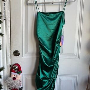 Justify Emerald Satin Gown